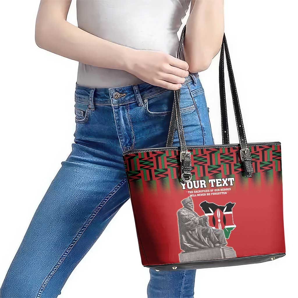 Personalized Kenya Mashujaa Day Leather Tote Bag Mzee Jomo Kenyatta With Coat Of Arms - Wonder Print Shop