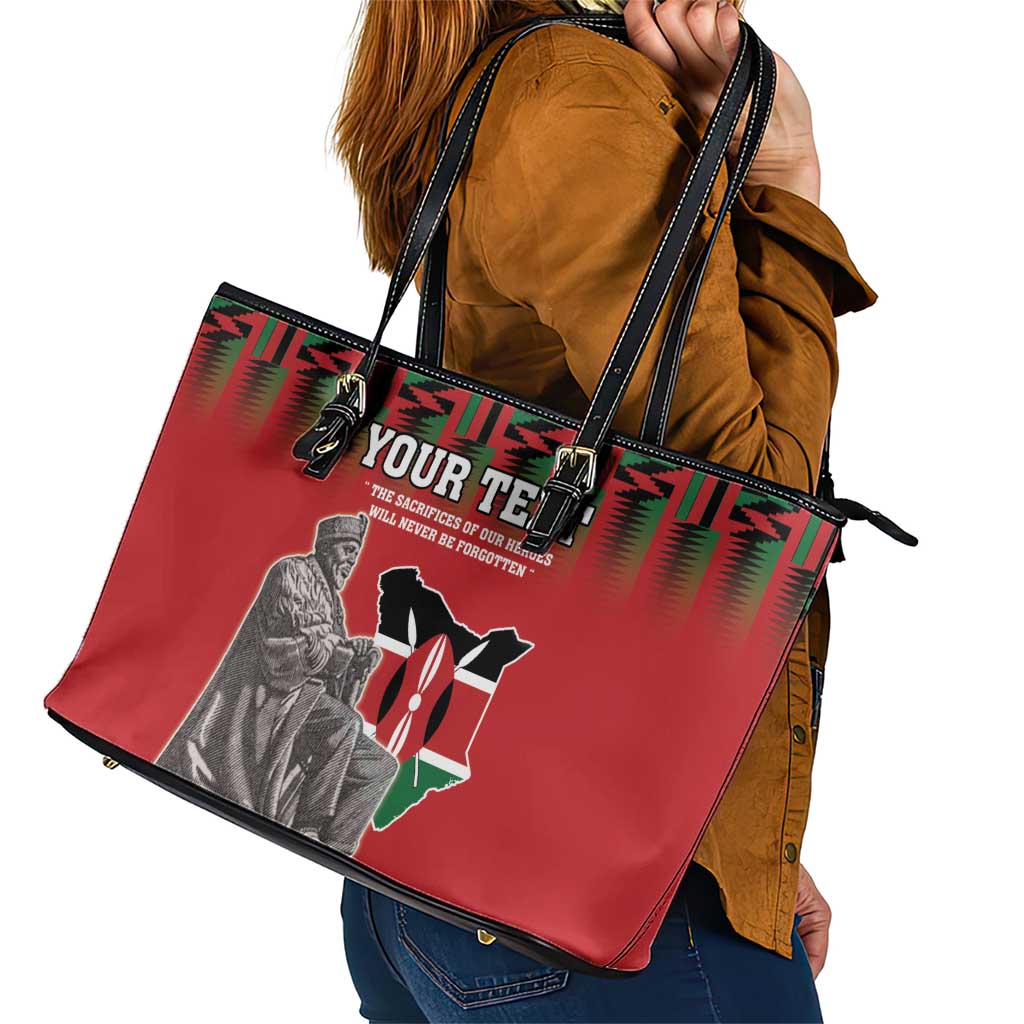 Personalized Kenya Mashujaa Day Leather Tote Bag Mzee Jomo Kenyatta With Coat Of Arms - Wonder Print Shop