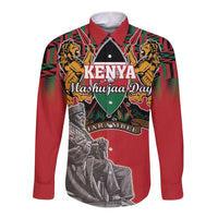 Personalized Kenya Mashujaa Day Long Sleeve Button Shirt Mzee Jomo Kenyatta With Coat Of Arms - Wonder Print Shop