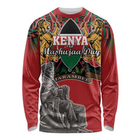 Personalized Kenya Mashujaa Day Long Sleeve Shirt Mzee Jomo Kenyatta With Coat Of Arms - Wonder Print Shop
