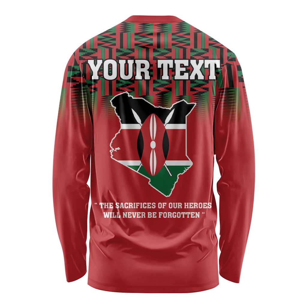 Personalized Kenya Mashujaa Day Long Sleeve Shirt Mzee Jomo Kenyatta With Coat Of Arms - Wonder Print Shop