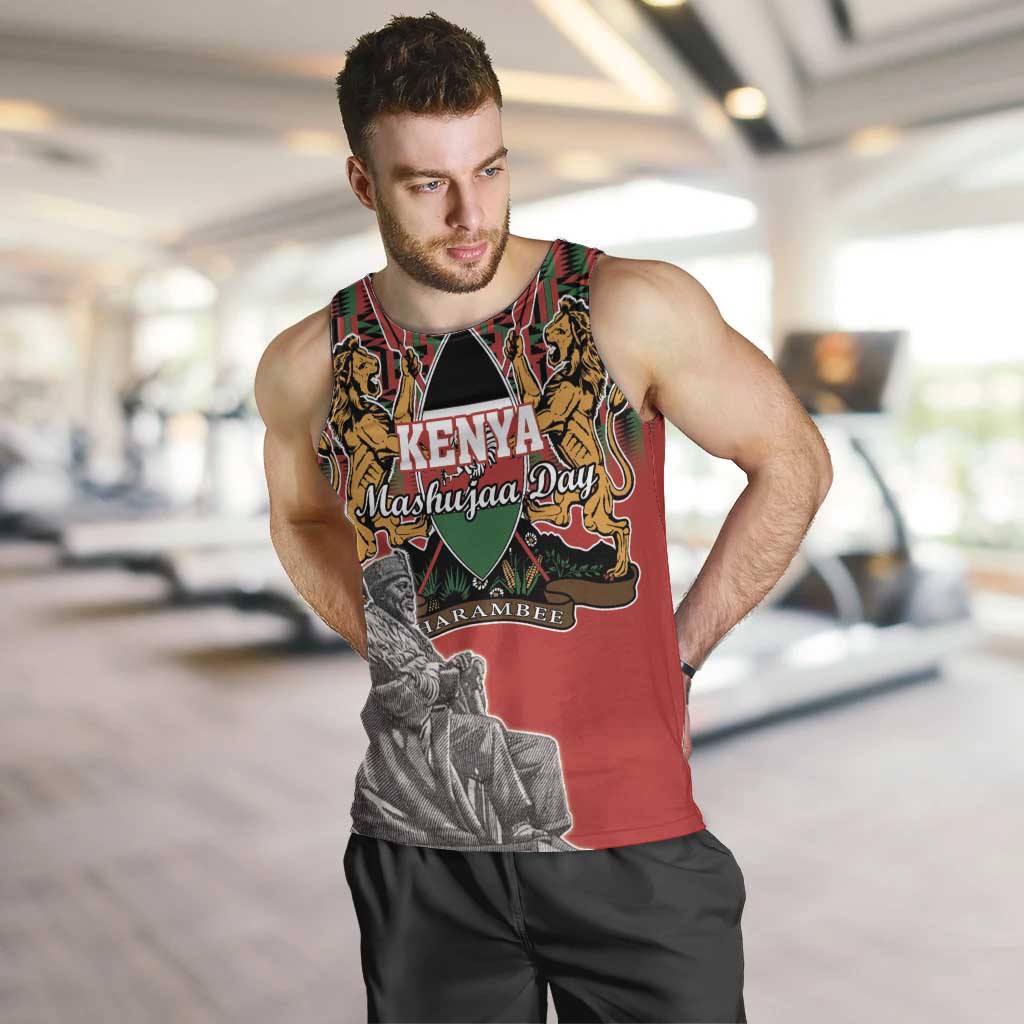 Personalized Kenya Mashujaa Day Men Tank Top Mzee Jomo Kenyatta With Coat Of Arms - Wonder Print Shop