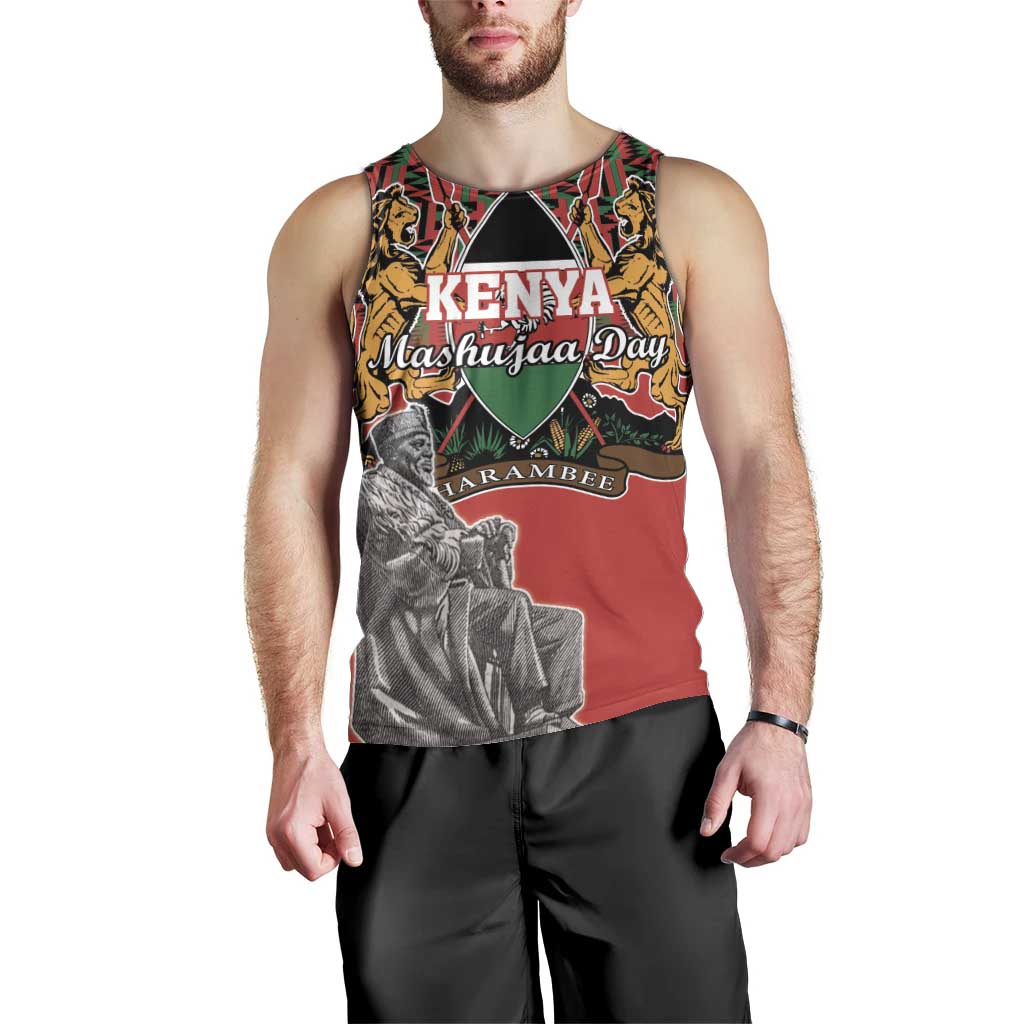 Personalized Kenya Mashujaa Day Men Tank Top Mzee Jomo Kenyatta With Coat Of Arms - Wonder Print Shop