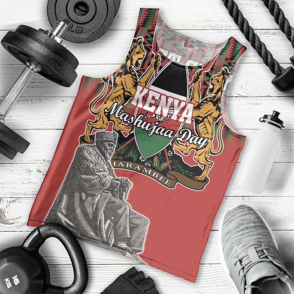 Personalized Kenya Mashujaa Day Men Tank Top Mzee Jomo Kenyatta With Coat Of Arms - Wonder Print Shop