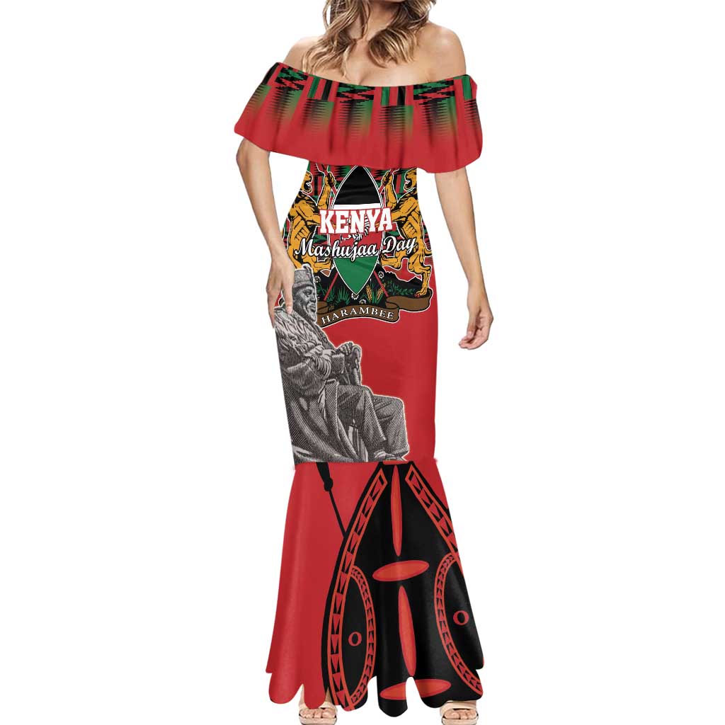 Personalized Kenya Mashujaa Day Mermaid Dress Mzee Jomo Kenyatta With Coat Of Arms - Wonder Print Shop