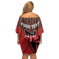 Personalized Kenya Mashujaa Day Off Shoulder Short Dress Mzee Jomo Kenyatta With Coat Of Arms - Wonder Print Shop