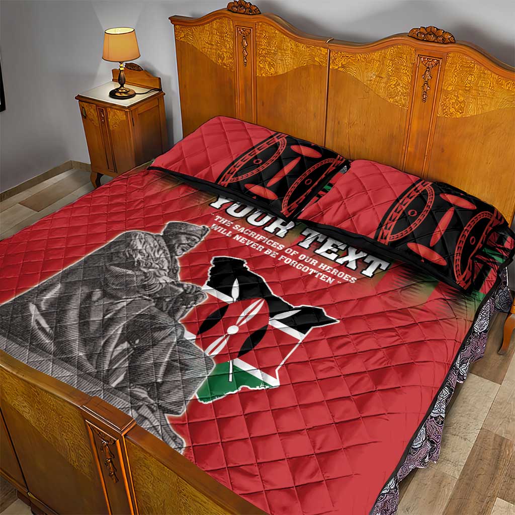 Personalized Kenya Mashujaa Day Quilt Bed Set Mzee Jomo Kenyatta With Coat Of Arms - Wonder Print Shop