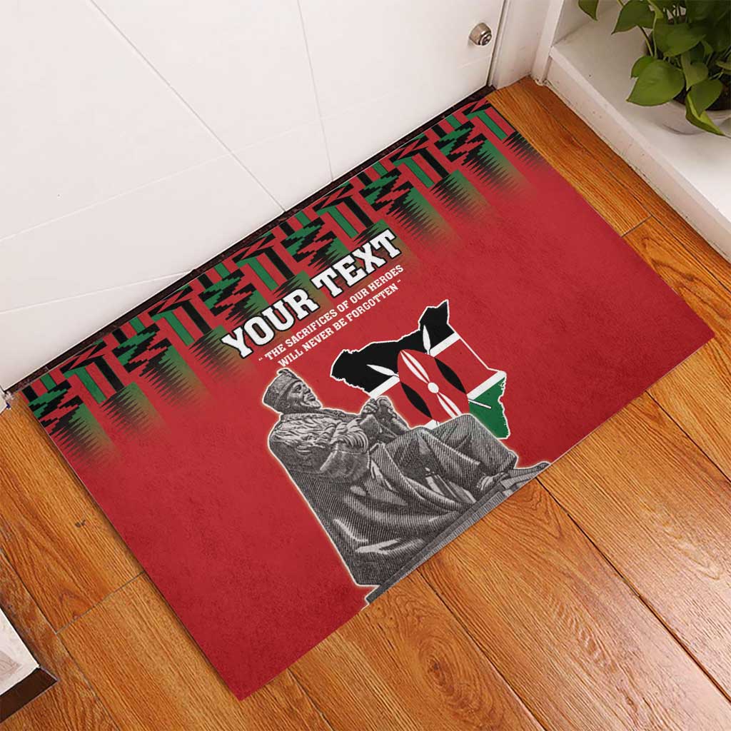 Personalized Kenya Mashujaa Day Rubber Doormat Mzee Jomo Kenyatta With Coat Of Arms - Wonder Print Shop