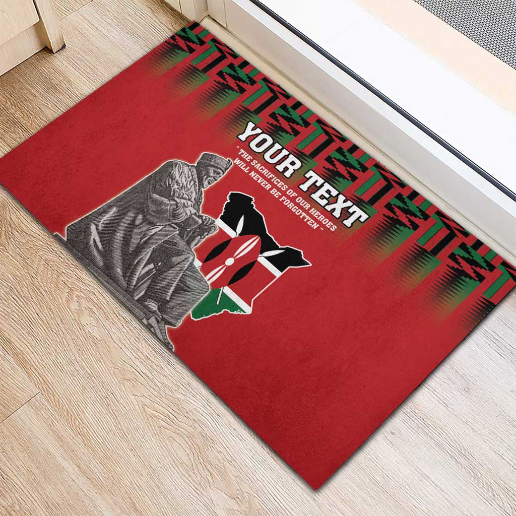 Personalized Kenya Mashujaa Day Rubber Doormat Mzee Jomo Kenyatta With Coat Of Arms - Wonder Print Shop