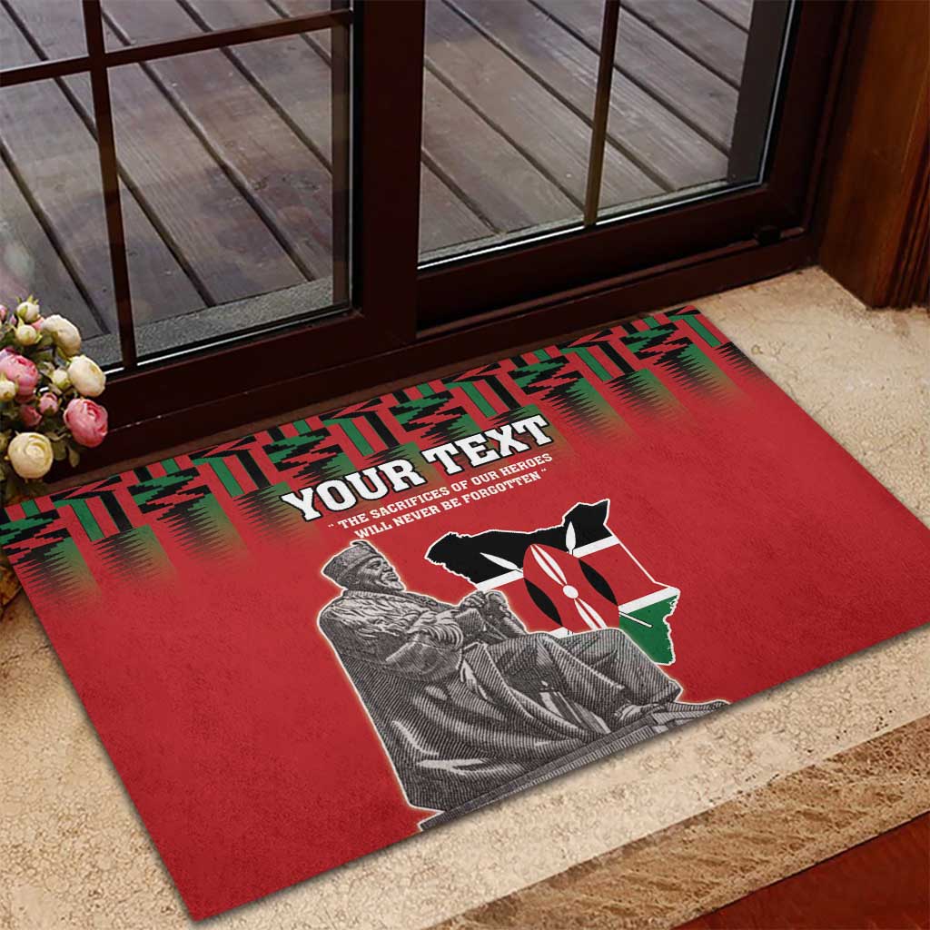 Personalized Kenya Mashujaa Day Rubber Doormat Mzee Jomo Kenyatta With Coat Of Arms - Wonder Print Shop