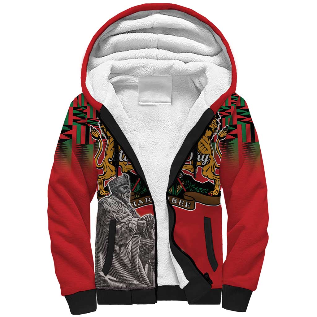 Personalized Kenya Mashujaa Day Sherpa Hoodie Mzee Jomo Kenyatta With Coat Of Arms - Wonder Print Shop