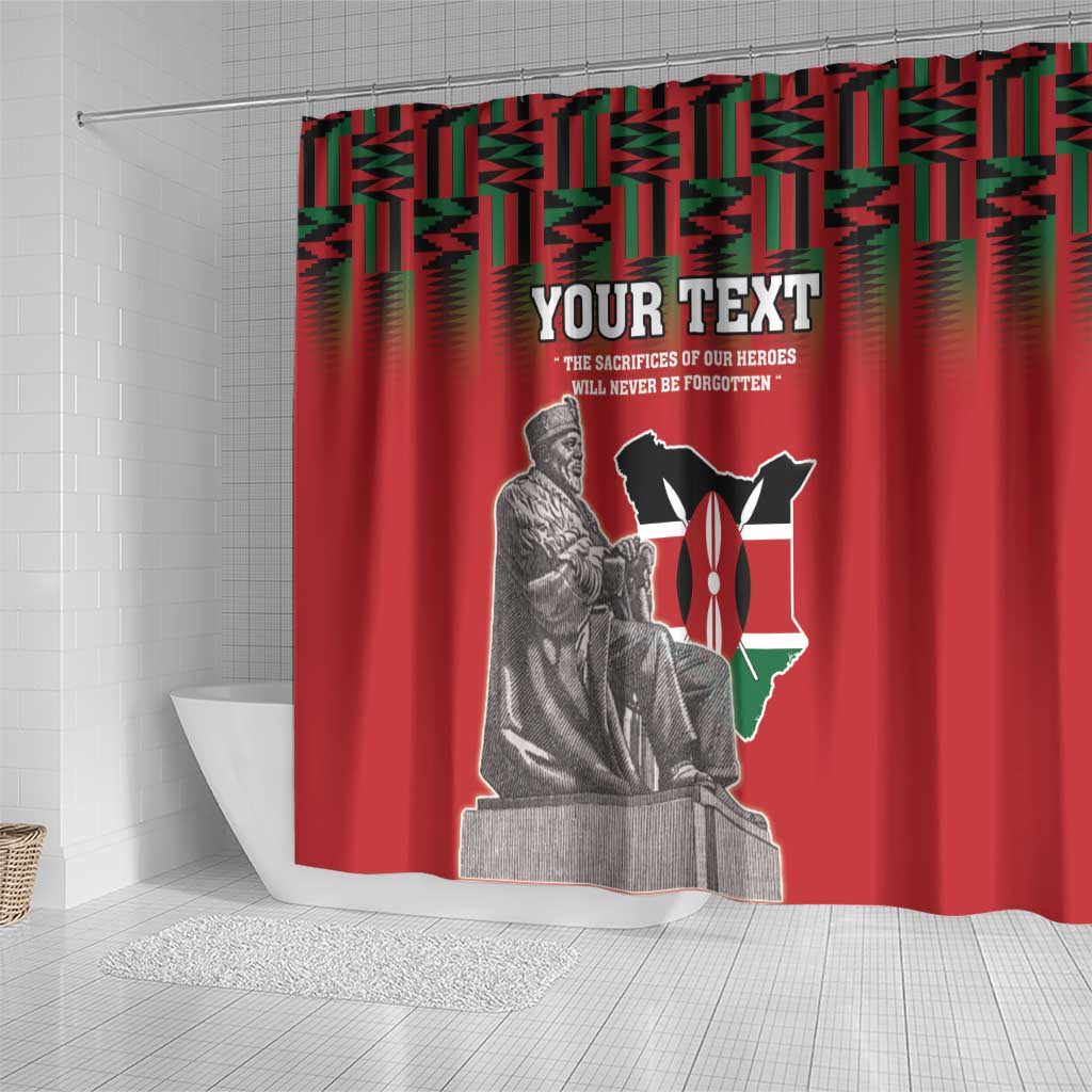 Personalized Kenya Mashujaa Day Shower Curtain Mzee Jomo Kenyatta With Coat Of Arms