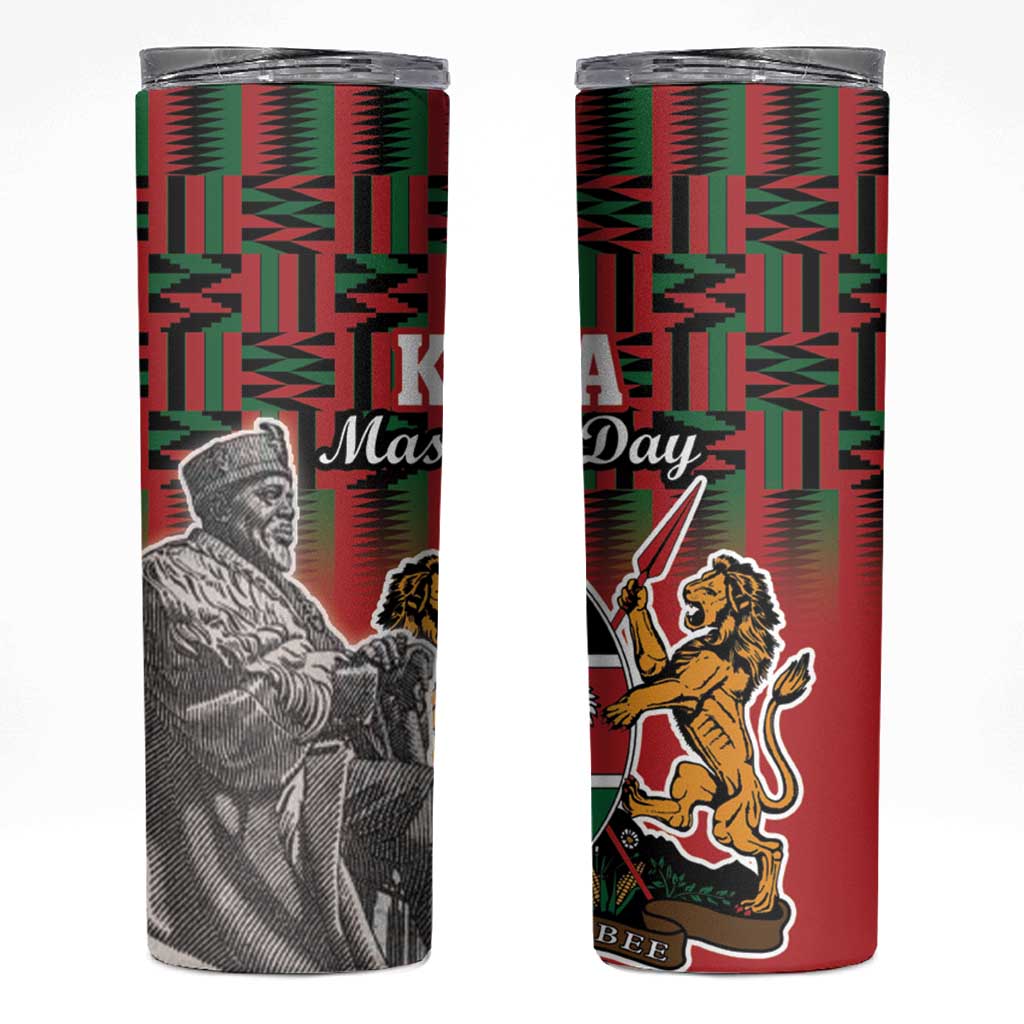 Kenya Mashujaa Day Skinny Tumbler Mzee Jomo Kenyatta With Coat Of Arms - Wonder Print Shop