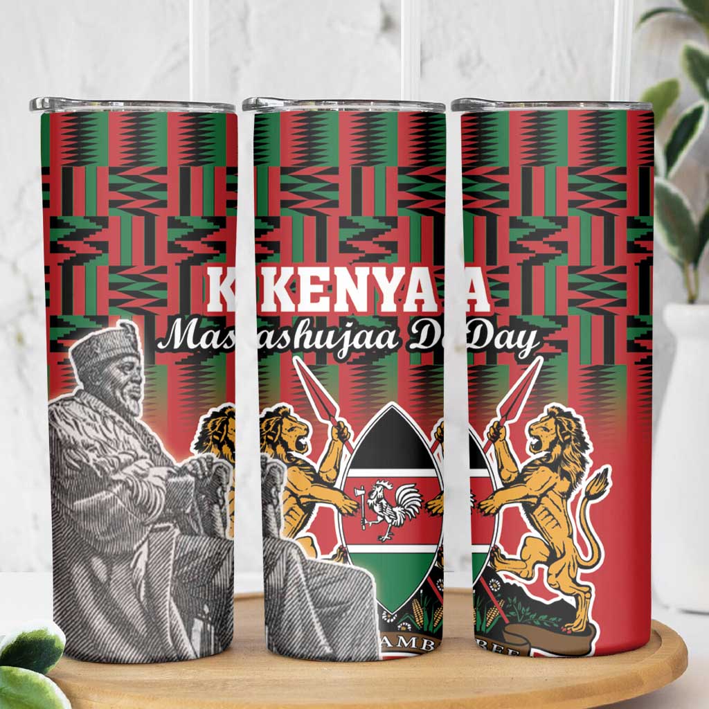 Kenya Mashujaa Day Skinny Tumbler Mzee Jomo Kenyatta With Coat Of Arms - Wonder Print Shop