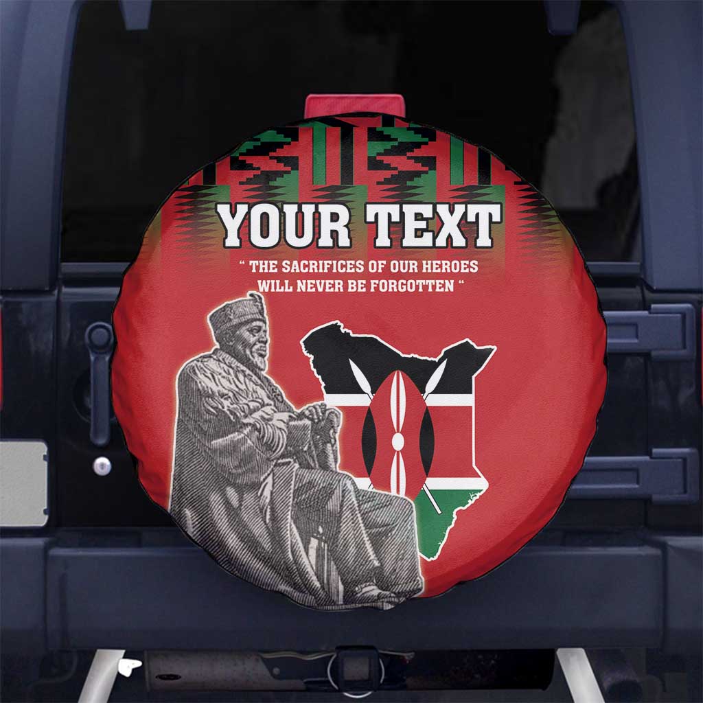 Personalized Kenya Mashujaa Day Spare Tire Cover Mzee Jomo Kenyatta With Coat Of Arms - Wonder Print Shop
