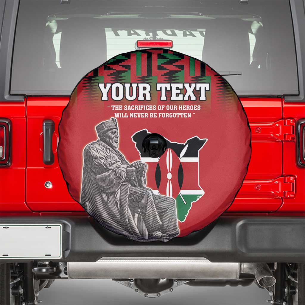 Personalized Kenya Mashujaa Day Spare Tire Cover Mzee Jomo Kenyatta With Coat Of Arms - Wonder Print Shop