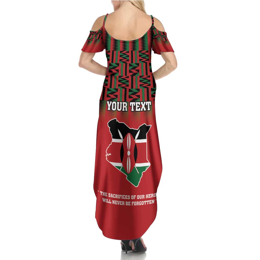 Personalized Kenya Mashujaa Day Summer Maxi Dress Mzee Jomo Kenyatta With Coat Of Arms - Wonder Print Shop