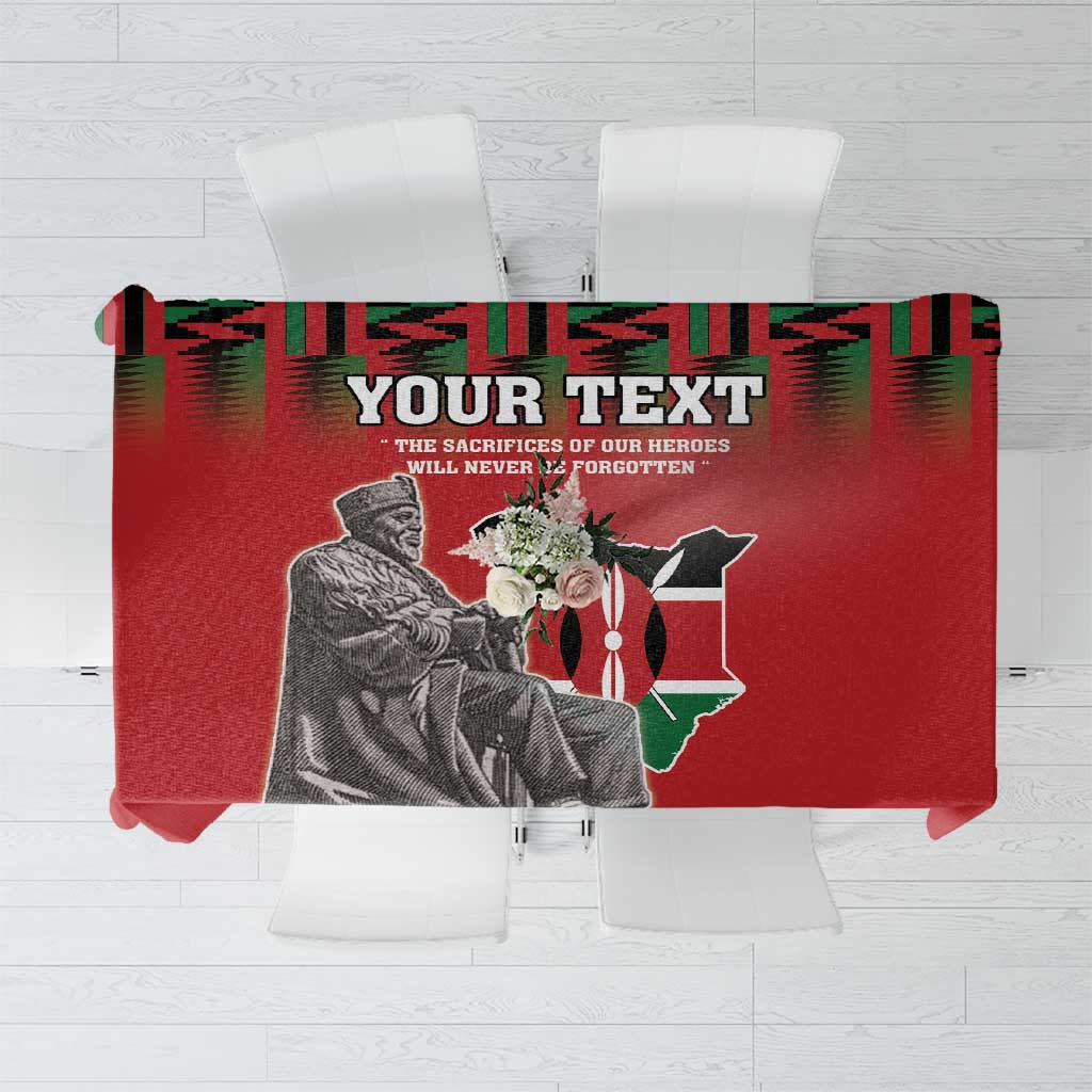 Personalized Kenya Mashujaa Day Tablecloth Mzee Jomo Kenyatta With Coat Of Arms - Wonder Print Shop
