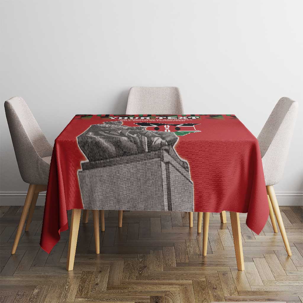 Personalized Kenya Mashujaa Day Tablecloth Mzee Jomo Kenyatta With Coat Of Arms - Wonder Print Shop