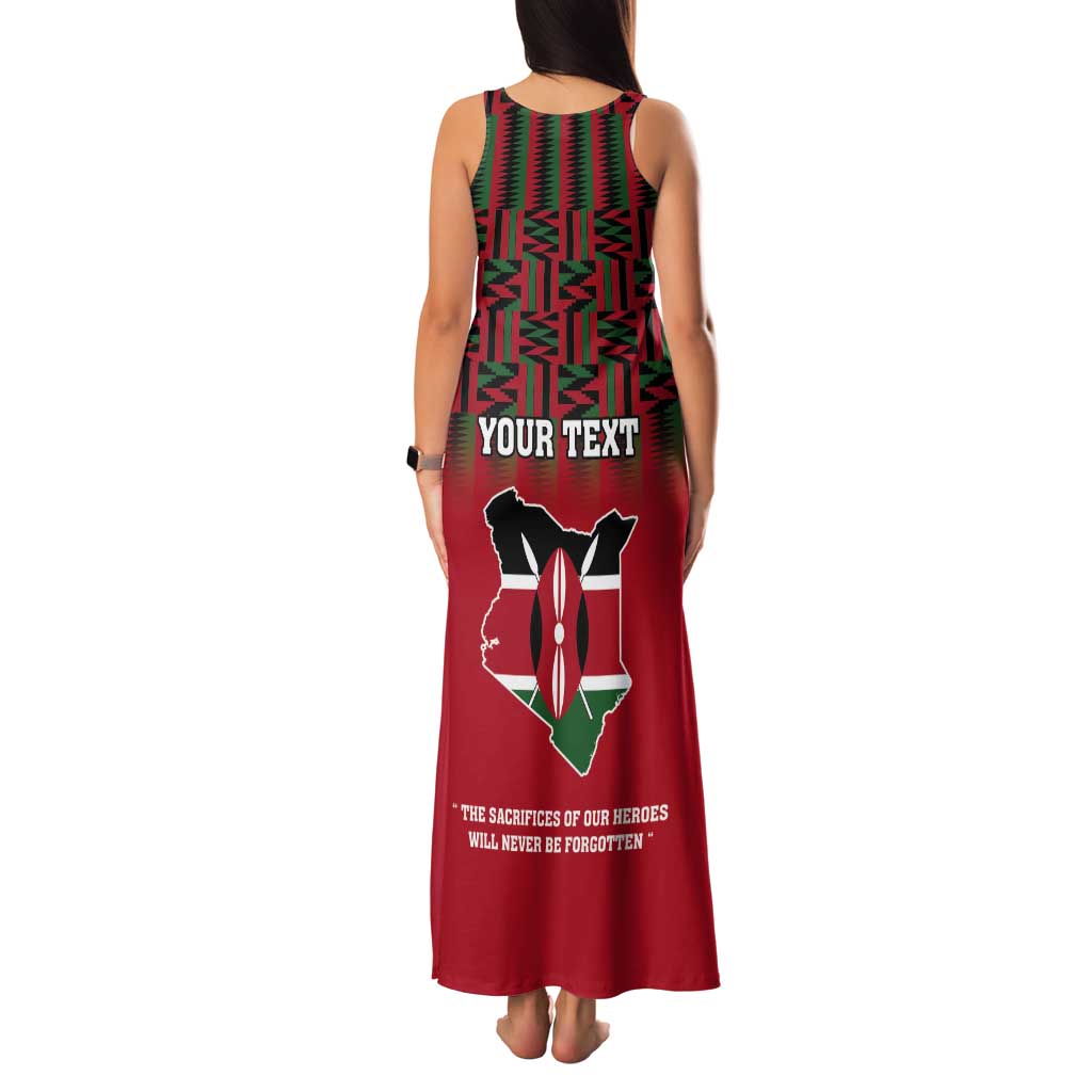 Personalized Kenya Mashujaa Day Tank Maxi Dress Mzee Jomo Kenyatta With Coat Of Arms - Wonder Print Shop