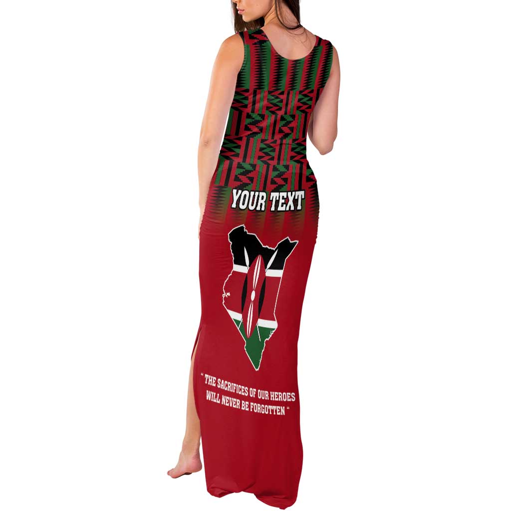 Personalized Kenya Mashujaa Day Tank Maxi Dress Mzee Jomo Kenyatta With Coat Of Arms - Wonder Print Shop