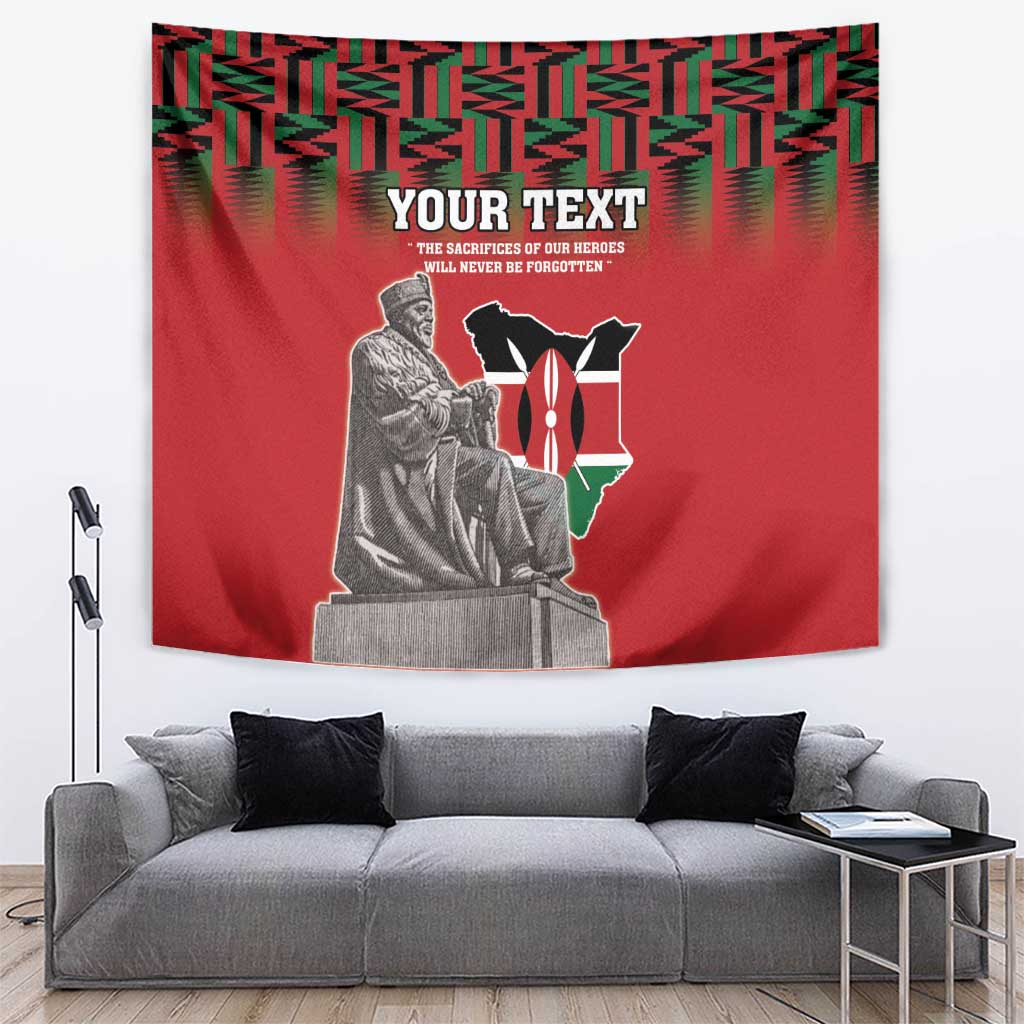 Personalized Kenya Mashujaa Day Tapestry Mzee Jomo Kenyatta With Coat Of Arms - Wonder Print Shop