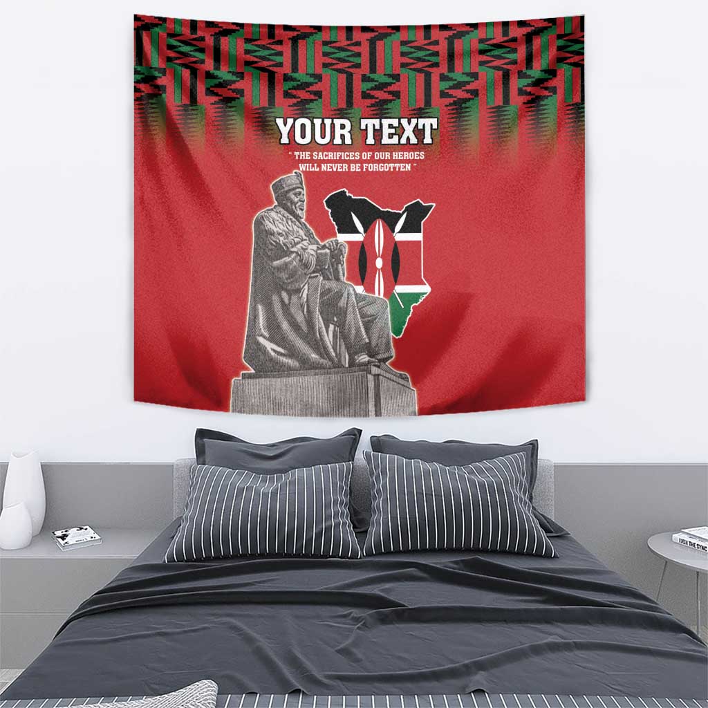 Personalized Kenya Mashujaa Day Tapestry Mzee Jomo Kenyatta With Coat Of Arms - Wonder Print Shop