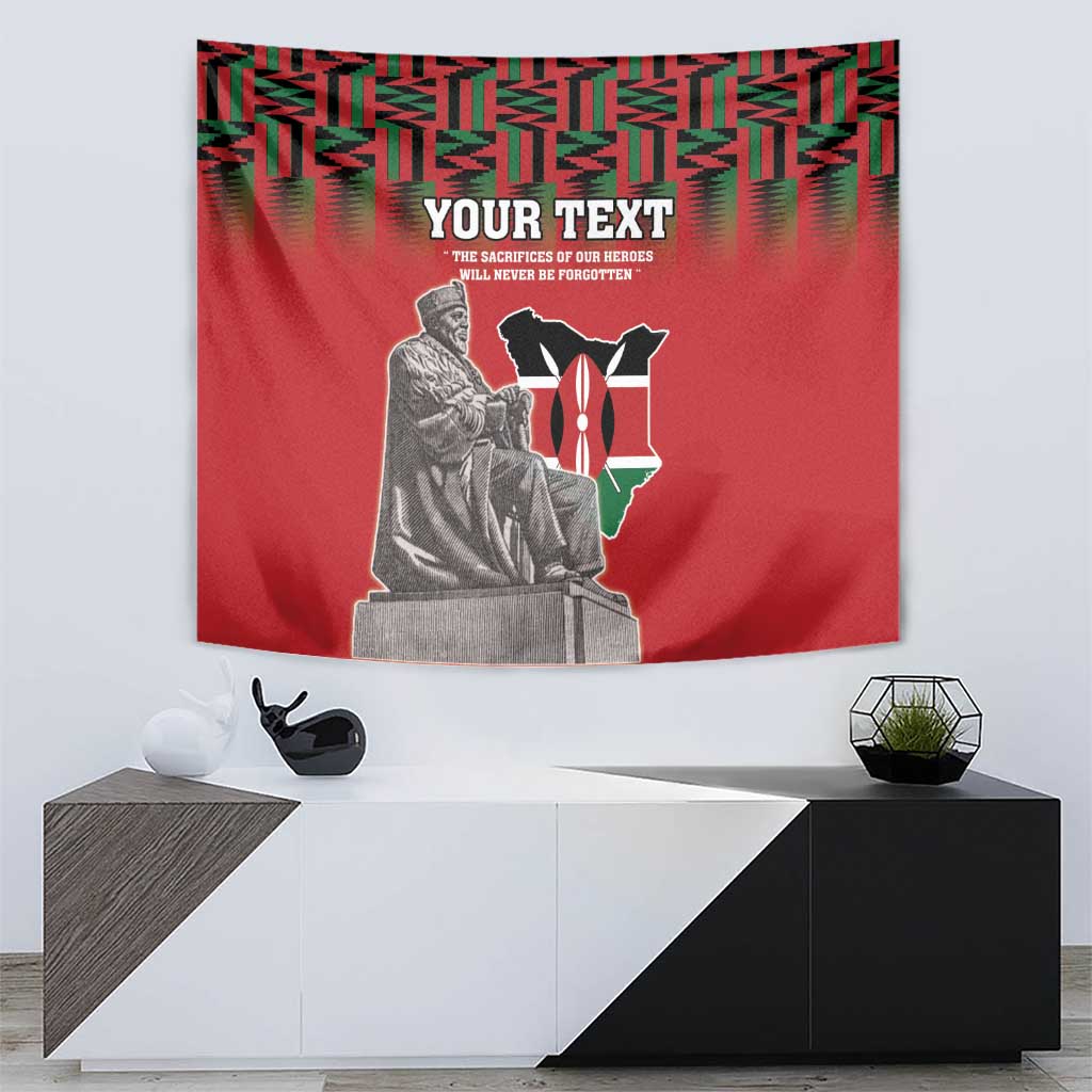 Personalized Kenya Mashujaa Day Tapestry Mzee Jomo Kenyatta With Coat Of Arms - Wonder Print Shop