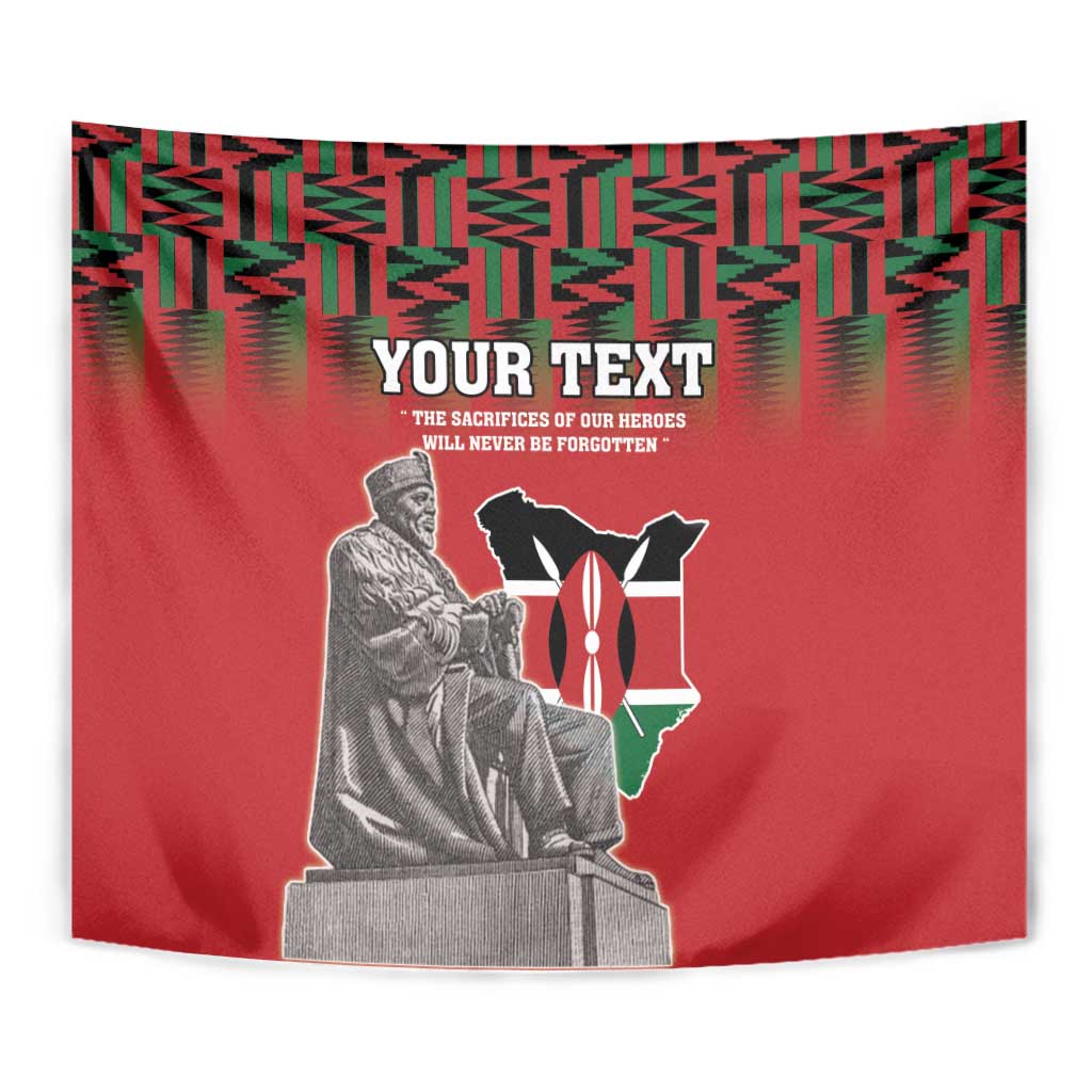 Personalized Kenya Mashujaa Day Tapestry Mzee Jomo Kenyatta With Coat Of Arms - Wonder Print Shop