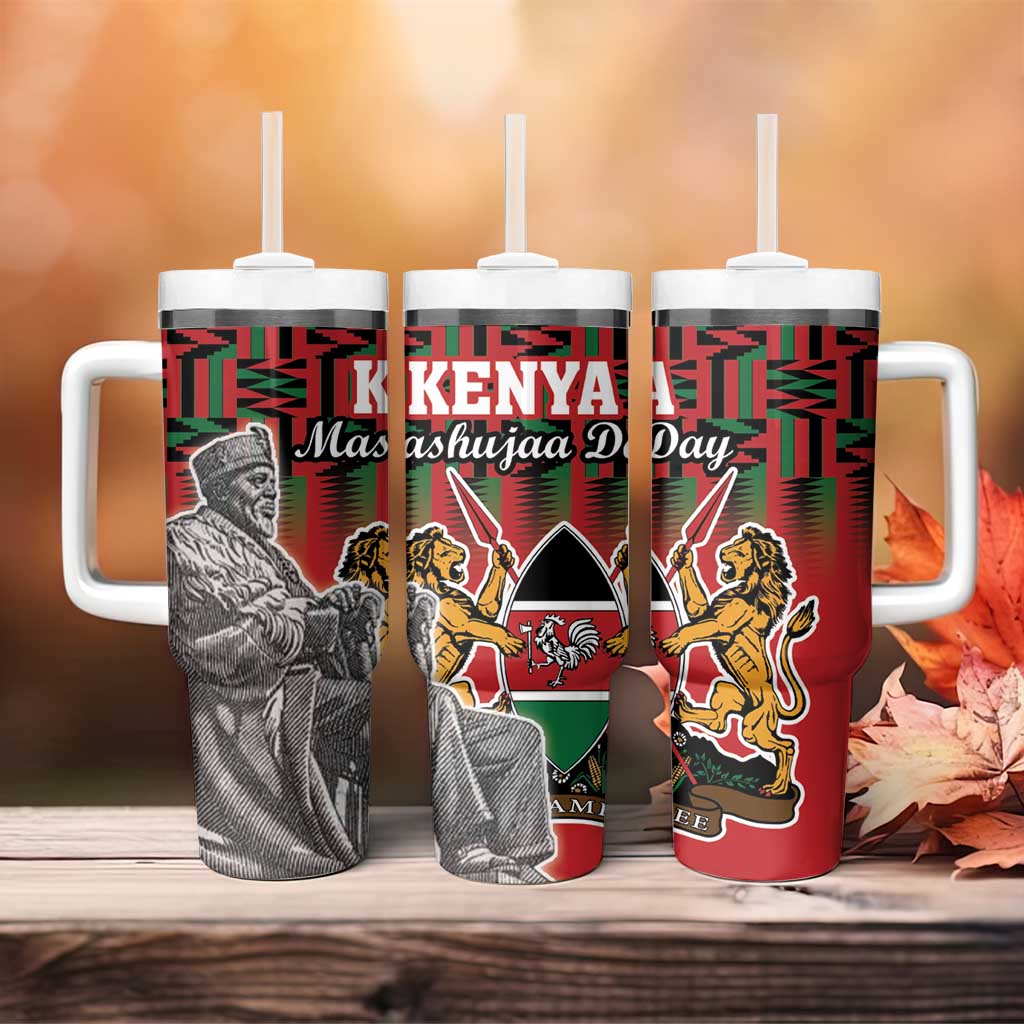 Kenya Mashujaa Day Tumbler With Handle Mzee Jomo Kenyatta With Coat Of Arms - Wonder Print Shop