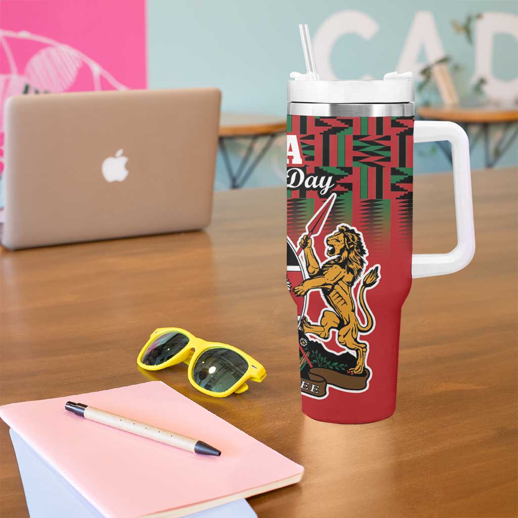 Kenya Mashujaa Day Tumbler With Handle Mzee Jomo Kenyatta With Coat Of Arms - Wonder Print Shop