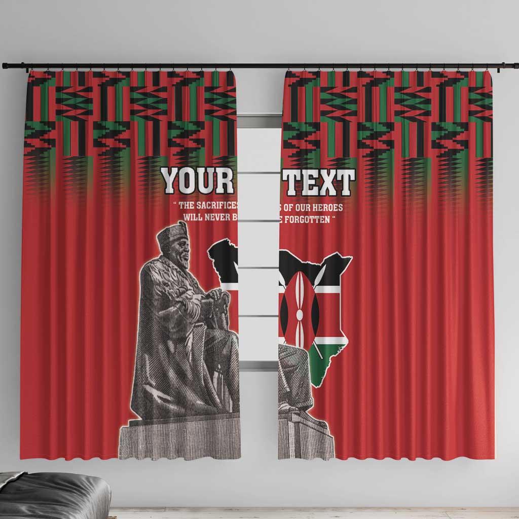 Personalized Kenya Mashujaa Day Window Curtain Mzee Jomo Kenyatta With Coat Of Arms - Wonder Print Shop