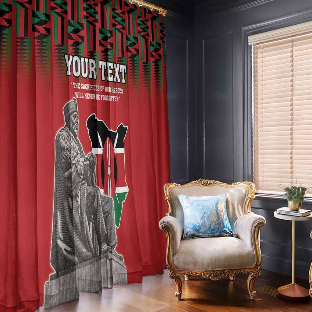 Personalized Kenya Mashujaa Day Window Curtain Mzee Jomo Kenyatta With Coat Of Arms - Wonder Print Shop