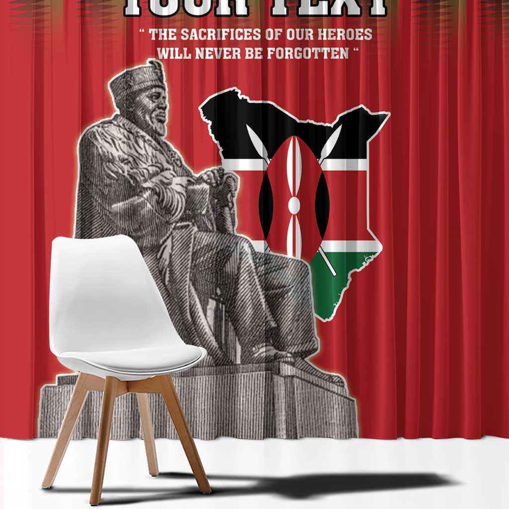 Personalized Kenya Mashujaa Day Window Curtain Mzee Jomo Kenyatta With Coat Of Arms - Wonder Print Shop