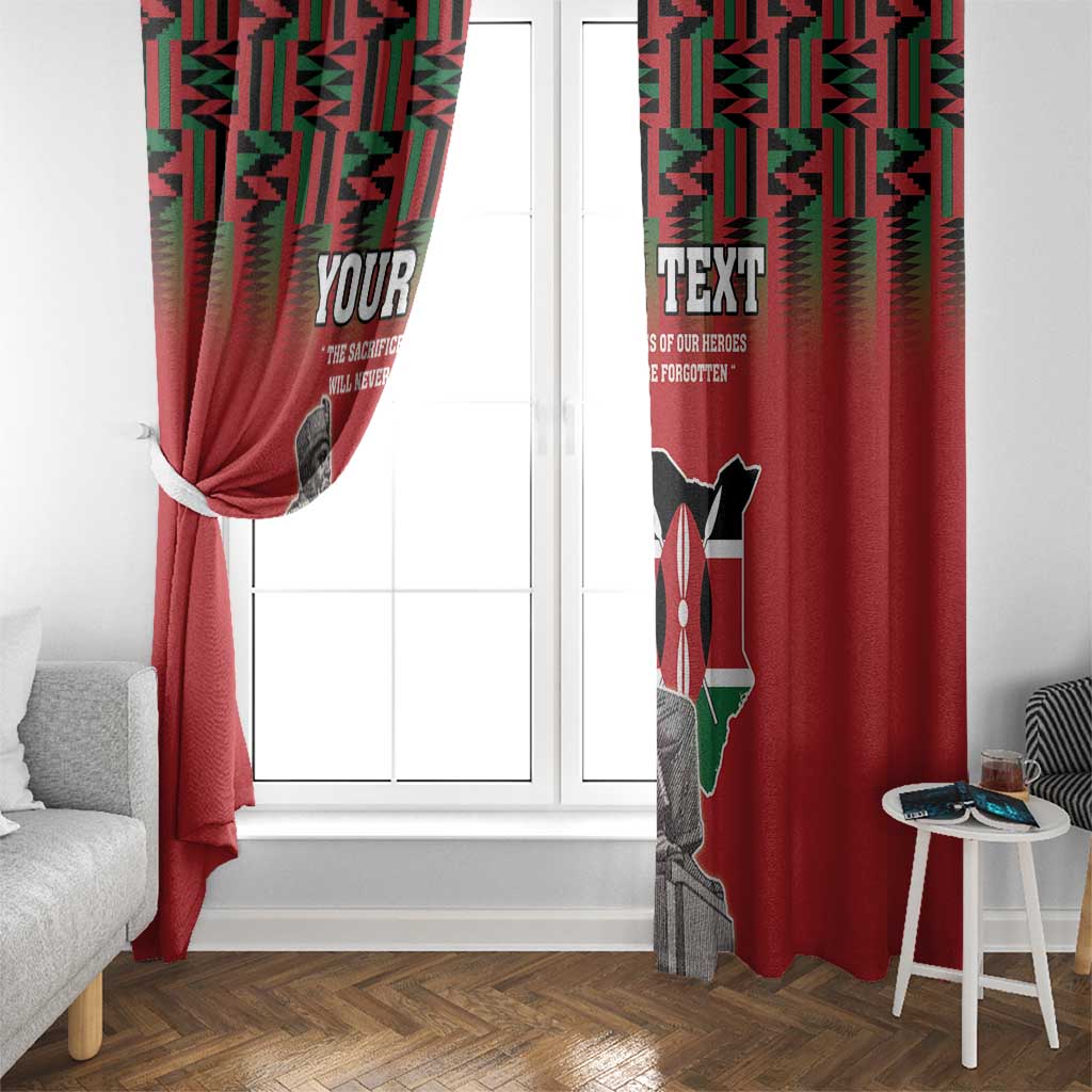 Personalized Kenya Mashujaa Day Window Curtain Mzee Jomo Kenyatta With Coat Of Arms - Wonder Print Shop