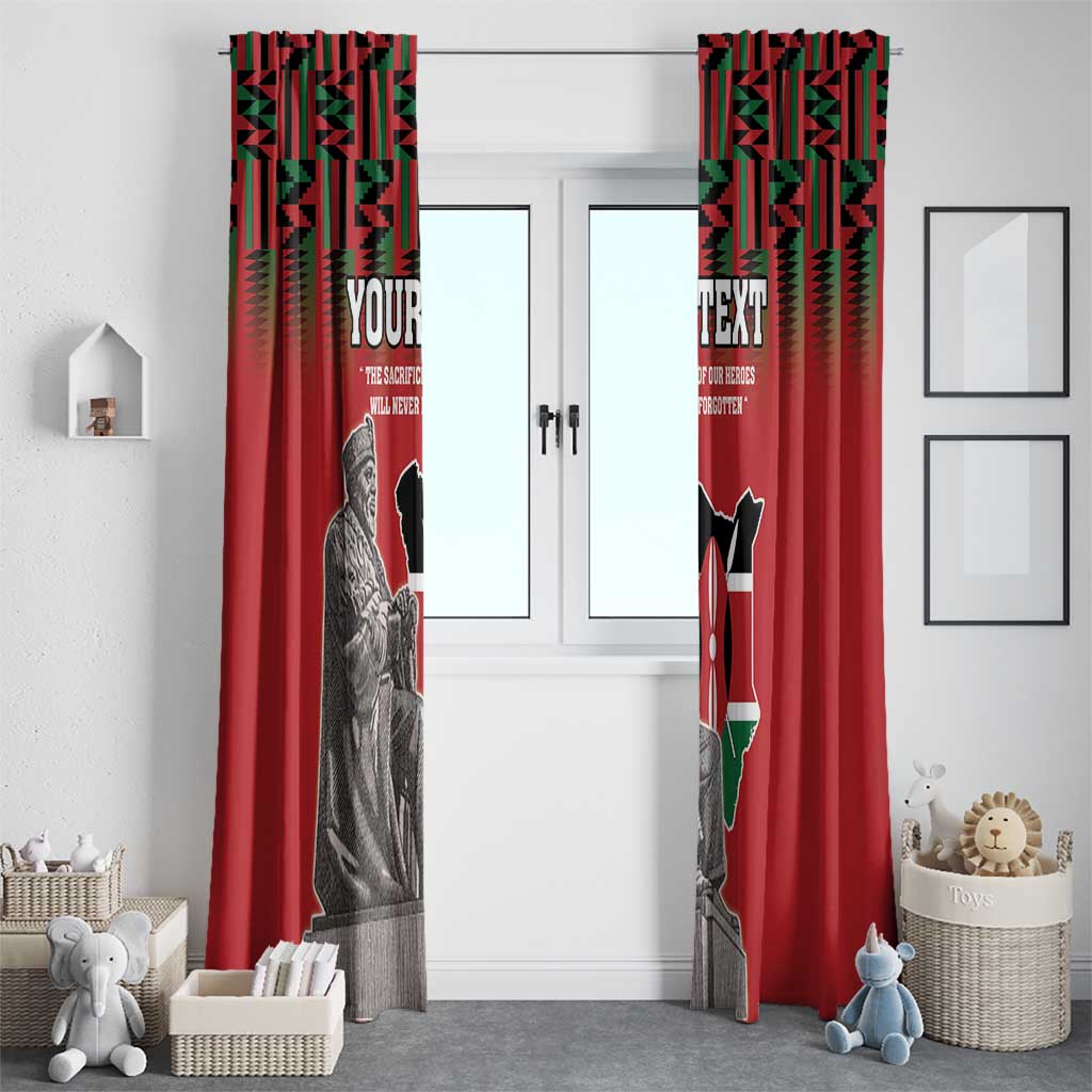 Personalized Kenya Mashujaa Day Window Curtain Mzee Jomo Kenyatta With Coat Of Arms - Wonder Print Shop