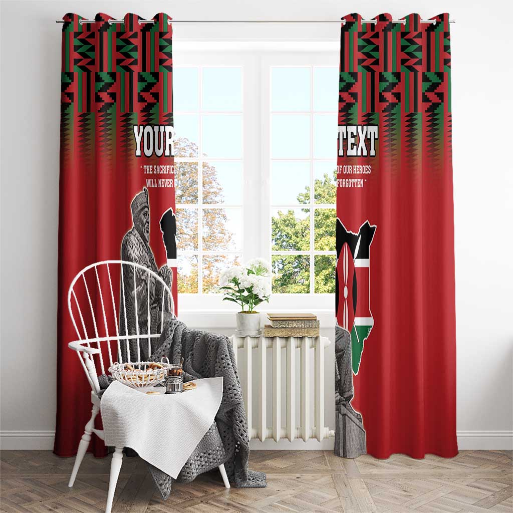 Personalized Kenya Mashujaa Day Window Curtain Mzee Jomo Kenyatta With Coat Of Arms - Wonder Print Shop