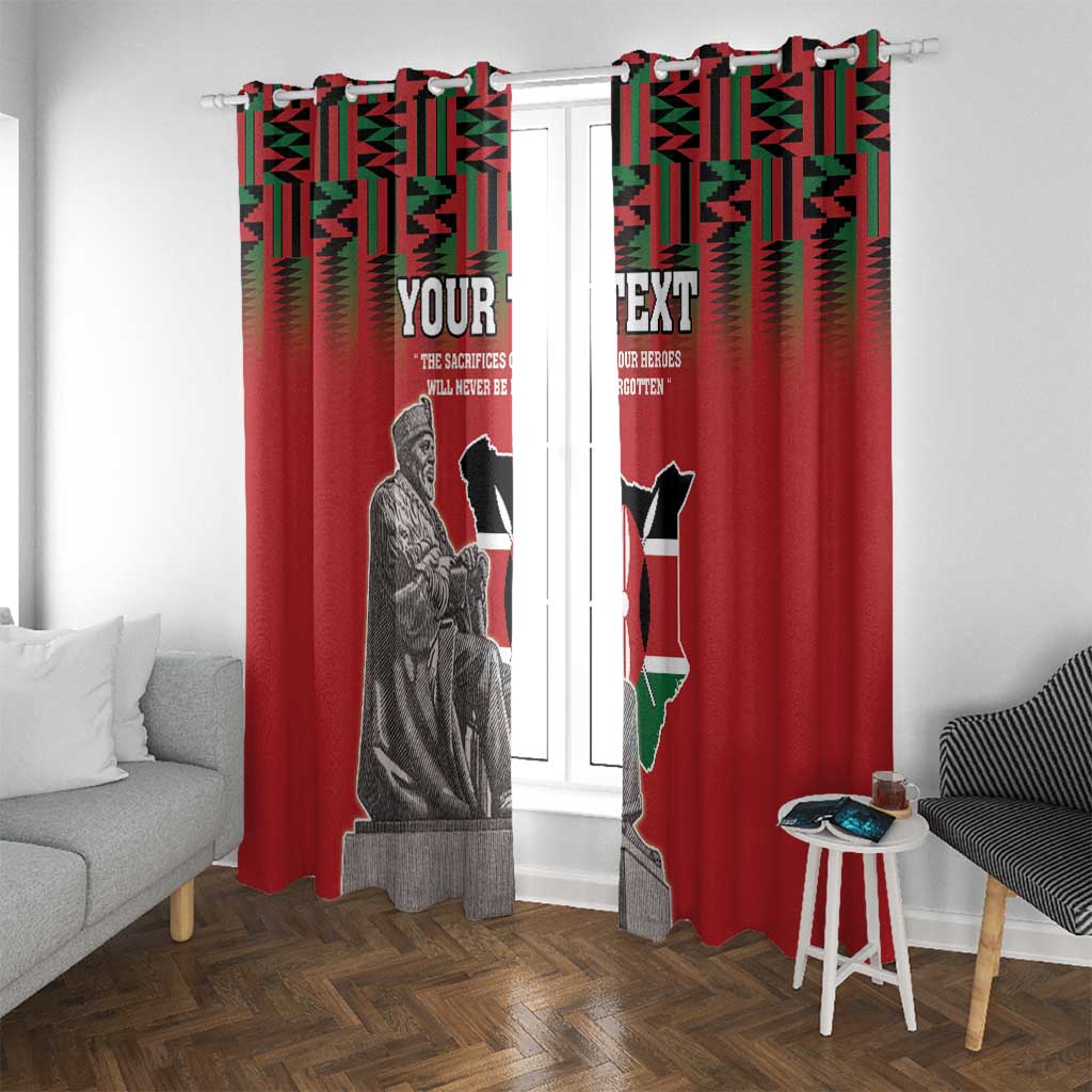 Personalized Kenya Mashujaa Day Window Curtain Mzee Jomo Kenyatta With Coat Of Arms - Wonder Print Shop