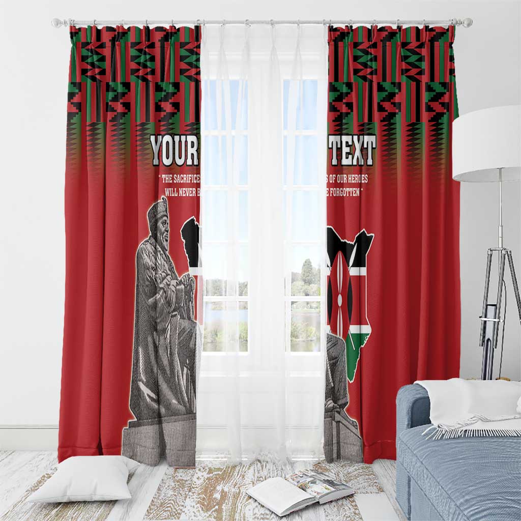 Personalized Kenya Mashujaa Day Window Curtain Mzee Jomo Kenyatta With Coat Of Arms - Wonder Print Shop