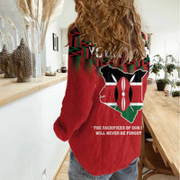 Personalized Kenya Mashujaa Day Women Casual Shirt Mzee Jomo Kenyatta With Coat Of Arms - Wonder Print Shop