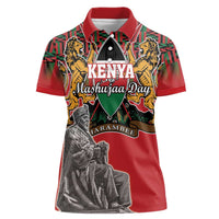 Personalized Kenya Mashujaa Day Women Polo Shirt Mzee Jomo Kenyatta With Coat Of Arms - Wonder Print Shop