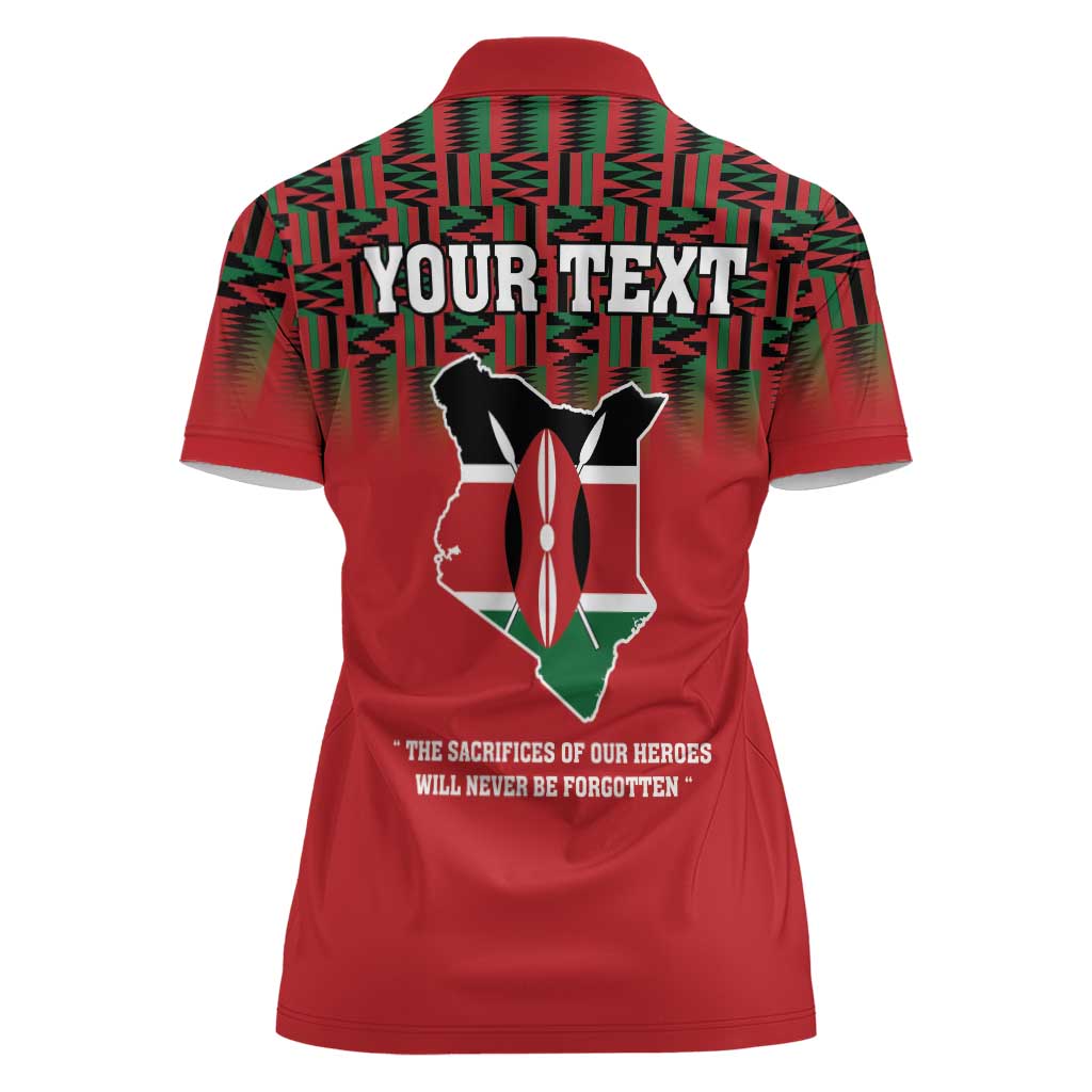 Personalized Kenya Mashujaa Day Women Polo Shirt Mzee Jomo Kenyatta With Coat Of Arms - Wonder Print Shop