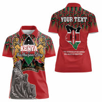 Personalized Kenya Mashujaa Day Women Polo Shirt Mzee Jomo Kenyatta With Coat Of Arms - Wonder Print Shop