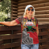 Personalized Kenya Mashujaa Day Women Polo Shirt Mzee Jomo Kenyatta With Coat Of Arms - Wonder Print Shop