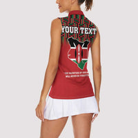 Personalized Kenya Mashujaa Day Women Sleeveless Polo Shirt Mzee Jomo Kenyatta With Coat Of Arms - Wonder Print Shop