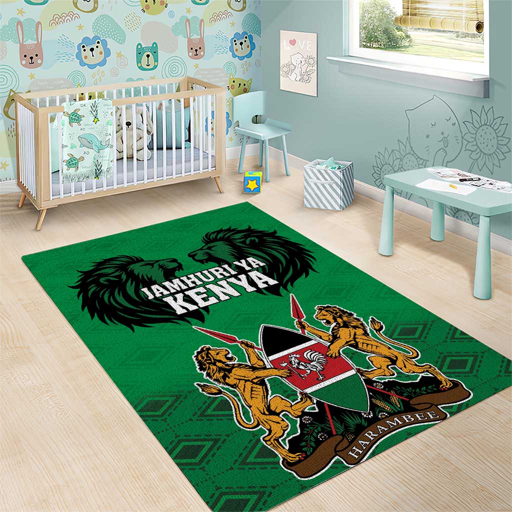Kenya National Heroes Day Area Rug Mashujaa With Lion Head And Coat Of Arms - Wonder Print Shop