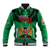 Kenya National Heroes Day Baseball Jacket Mashujaa With Lion Head And Coat Of Arms - Wonder Print Shop