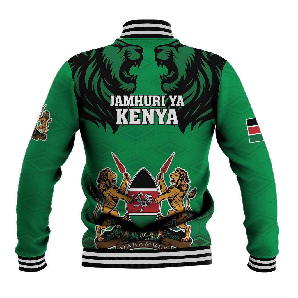 Kenya National Heroes Day Baseball Jacket Mashujaa With Lion Head And Coat Of Arms - Wonder Print Shop