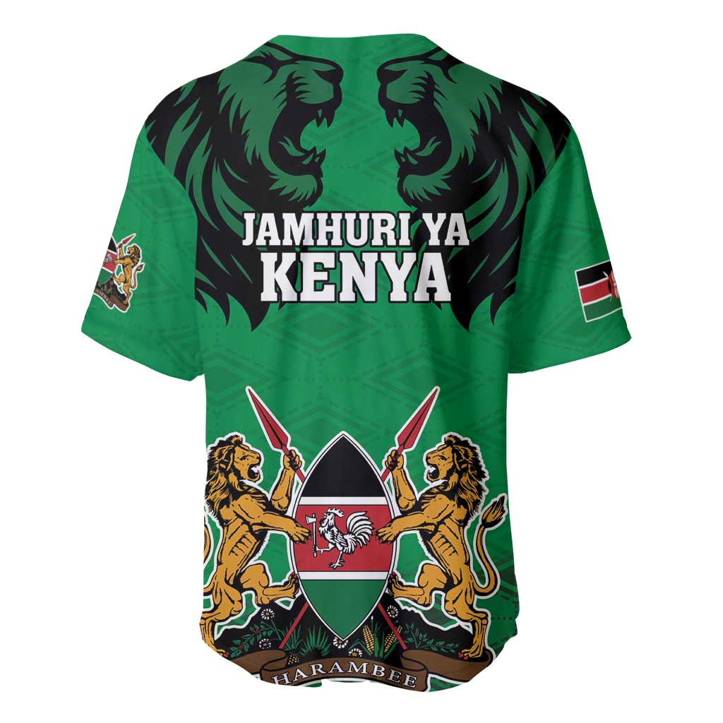 Kenya National Heroes Day Baseball Jersey Mashujaa With Lion Head And Coat Of Arms - Wonder Print Shop