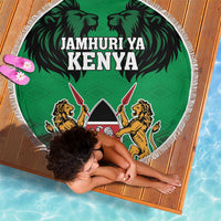 Kenya National Heroes Day Beach Blanket Mashujaa With Lion Head And Coat Of Arms - Wonder Print Shop